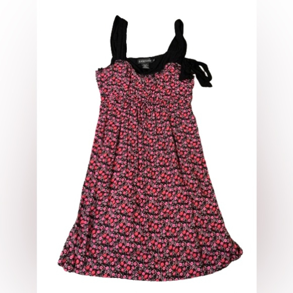 Vintage Rampage Dress Floral Pink Black Summer Dress Size Medium Rayon